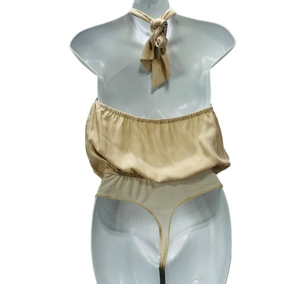 Le Lis Collection Bodysuit Women's Size S Beige Halter Top - Picture 2 of 8